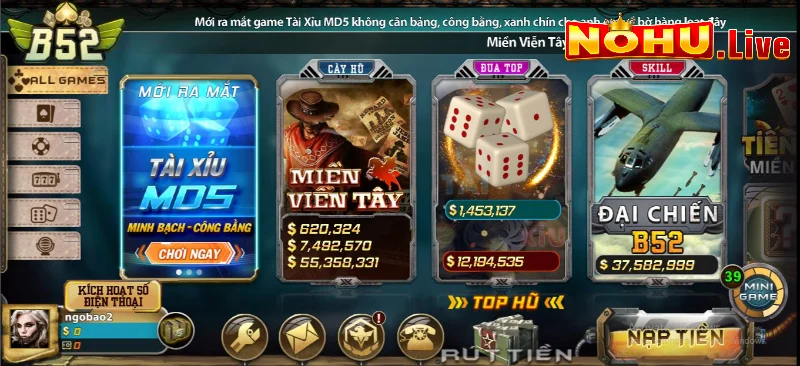 Một số tựa game nổ hũ phổ biến tại B52