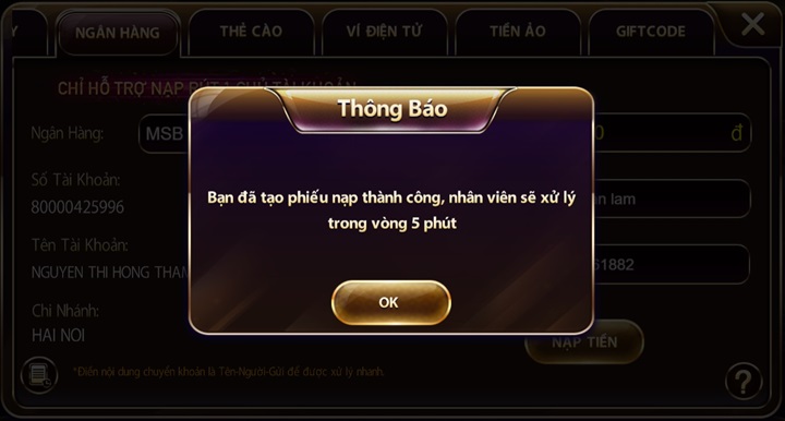 Câu hỏi & vấn đề thường gặp khi nạp tiền Sunwin