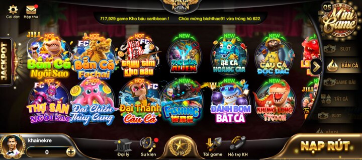 Kingfun sảnh game đa dạng thời thượng