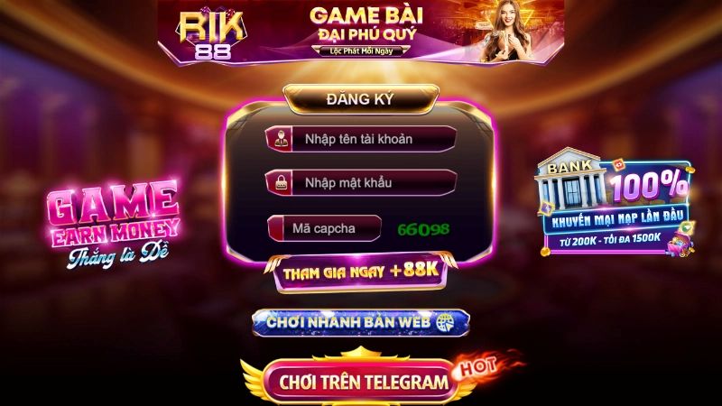 Cách tạo tài khoản cá cược game bài đổi thẻ Rik88