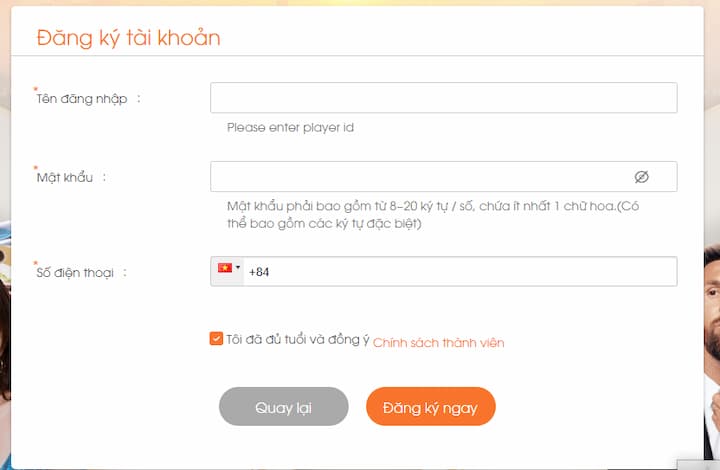Đăng ký tài khoản tại nhà cái Ga6789